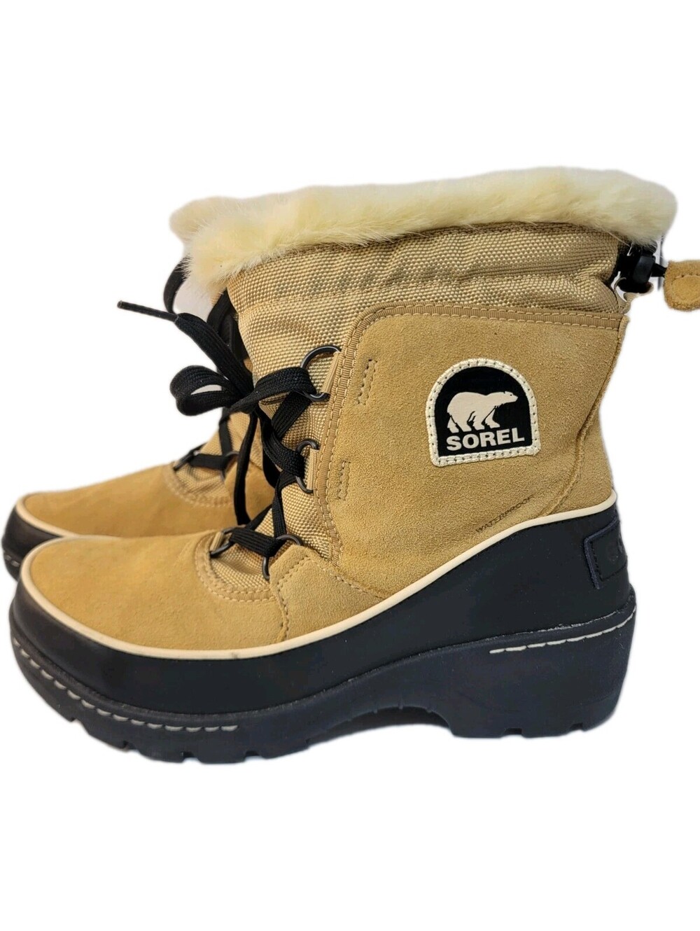 Sorel Youth Snow Boots Size 7.5 Tan Waterproof Insulated Faux Fur Winter Boot